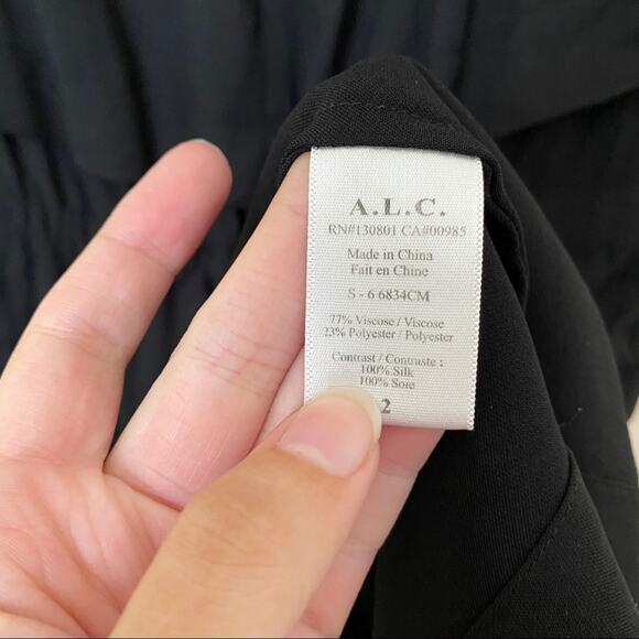 A.L.C. Common BlousonTop Drawstring Black Dress 2 - Picture 5 of 8